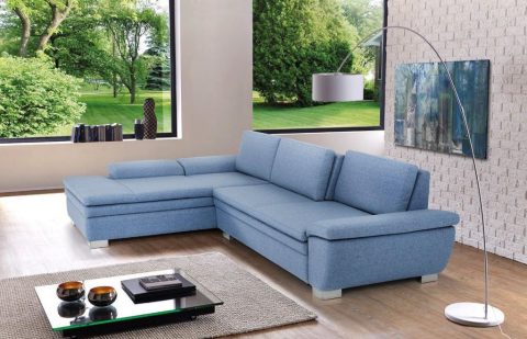 Sofagarnitur MARVIN Stoffbezug Prato blau